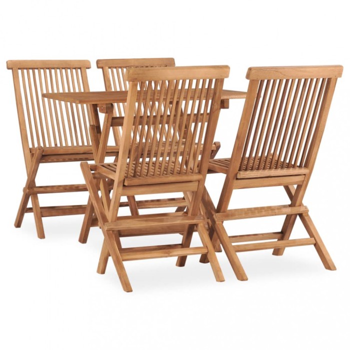vidaXL Set mobilier de exterior pliabil, 5 piese, lemn masiv de tec 3059976