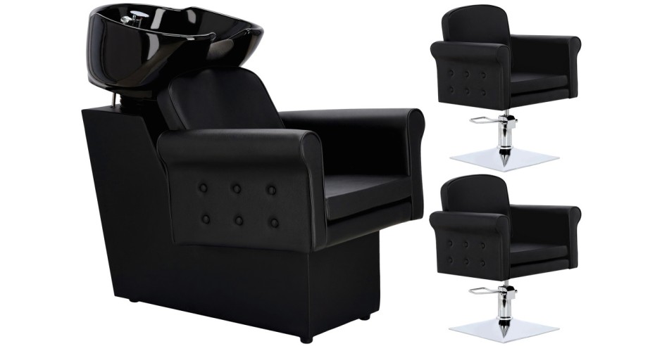 Jade set de spalatorie pentru coafor ?i 2 x scaun hidraulic pivotant ...