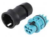 Conector circular mufă RST 5 pini argintat 20A 250V