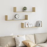VidaXL Rafturi perete 3 buc. stejar sonoma 80x18x18 cm lemn prelucrat