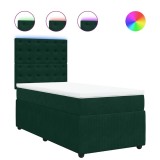 Cumpara ieftin Pat continental cu saltea, verde inchis, 80x200 cm, catifea