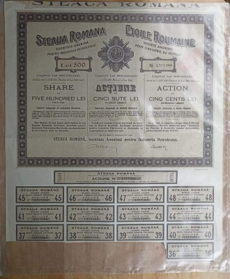 Acțiune Steaua Romana 500 lei, septembrie 1926/ Legațiunea Romaniei in Elveția foto