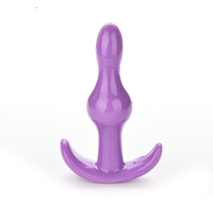 Dop Anal Plug Bubble Shape Stopper Handle Sex Play Silicon Purple Small