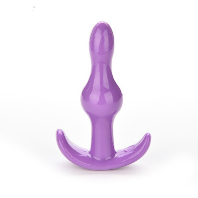 Dop Anal Plug Bubble Shape Stopper Handle Sex Play Silicon Purple Small foto