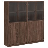 Cumpara ieftin Biblioteca cu usi, stejar maro, 136x37x142 cm, lemn compozit