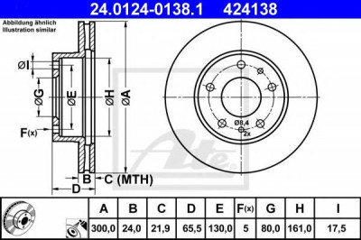 Disc frana PEUGEOT BOXER caroserie (2006 - 2016) ATE 24.0124-0138.1 foto