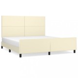 Cumpara ieftin Cadru de pat cu tablie, crem, 160x200 cm, piele ecologica