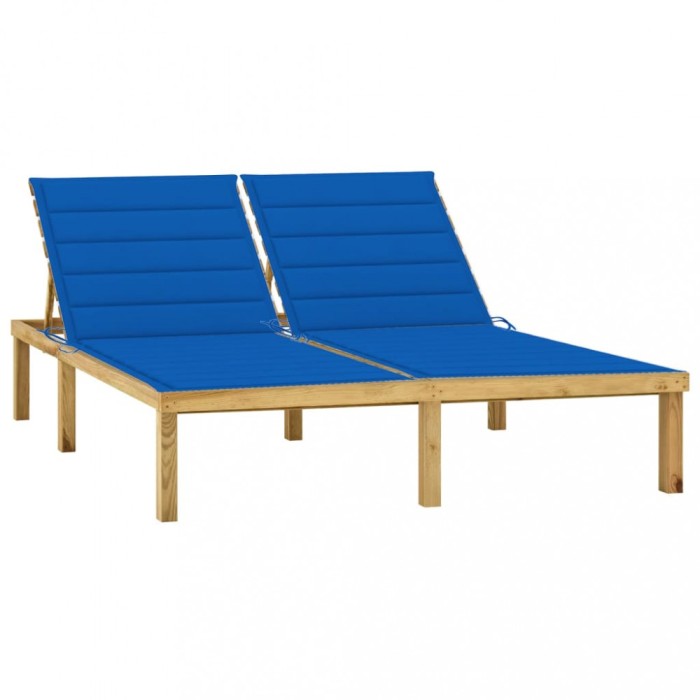 vidaXL Șezlong dublu și perne albastru regal lemn de pin tratat 3065889