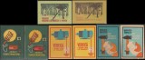 1963-1968 Romania - Set 8 etichete de chibrituri romanesti Aplicati masurile de protectie a muncii (4 varietati de culoare)