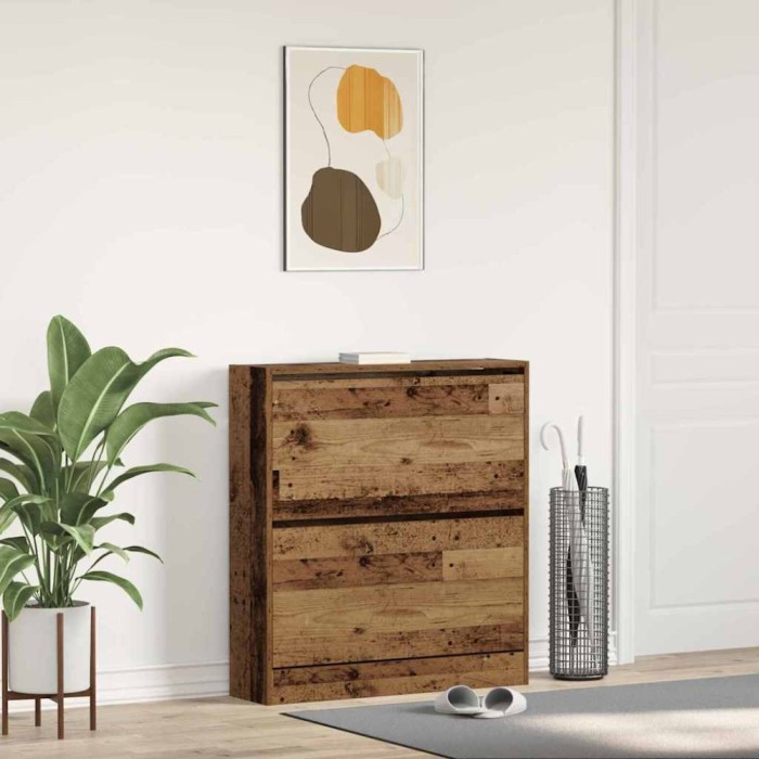 vidaXL Dulap pentru &Icirc;ncălțăminte cu ușă Lemn vechi 80 x 21 x 87.5 cm 862214