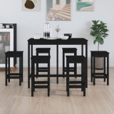 Set mobilier de bar, 7 piese, negru, lemn masiv de pin GartenMobel Dekor, vidaXL