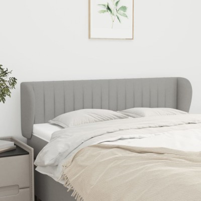 vidaXL Tăblie de pat cu aripioare gri deschis 147x23x78/88 cm textil 3117380 foto