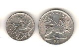 SV * Etiopia 25 si 50 MATONAS 1930 / 31 * Haile Selassie I * 1916 - 1930 - 1974, Africa, Cupru-Nichel