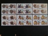 Tanzania 1993 - Fauna Africa, set complet 6 blocuri x 4 timbre obliterate -A583