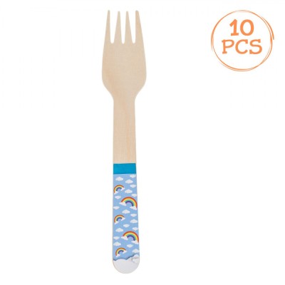 Furculițe Lemn, Set 10 Bucăți, M&amp;acirc;ner Multicolor, 16cm foto