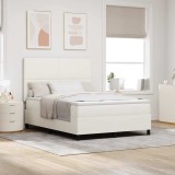 Pat cu spring de cutie cu saltea crem 140x200 cm Țesătură de corduroy