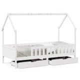 Cumpara ieftin Cadru de pat cu sertare de copii, 90x200 cm, lemn masiv pin