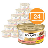 Conservă Gourmet GOLD - bucăți de somon și pui &icirc;n sos 24 x 85g