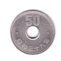 Moneda Japonia 50 yen 1964, stare foarte buna, curata