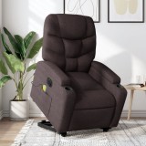 VidaXL Fotoliu electric masaj rabatabil cu ridicare maro &icirc;nchis textil