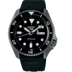 Ceas Seiko pentru bărbați de 42,5 mm, automatic, cu curea de piele neagră SRPD65K3. foto