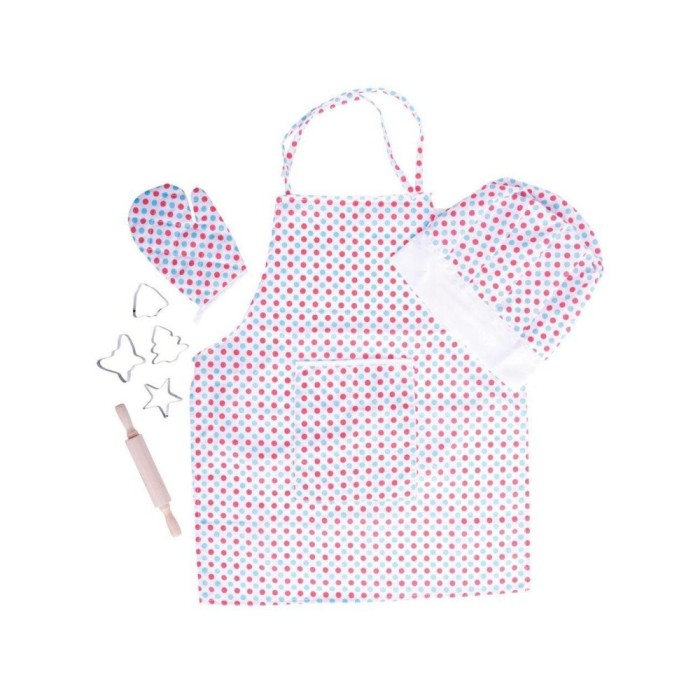 Set sortulet si accesorii alb cu buline