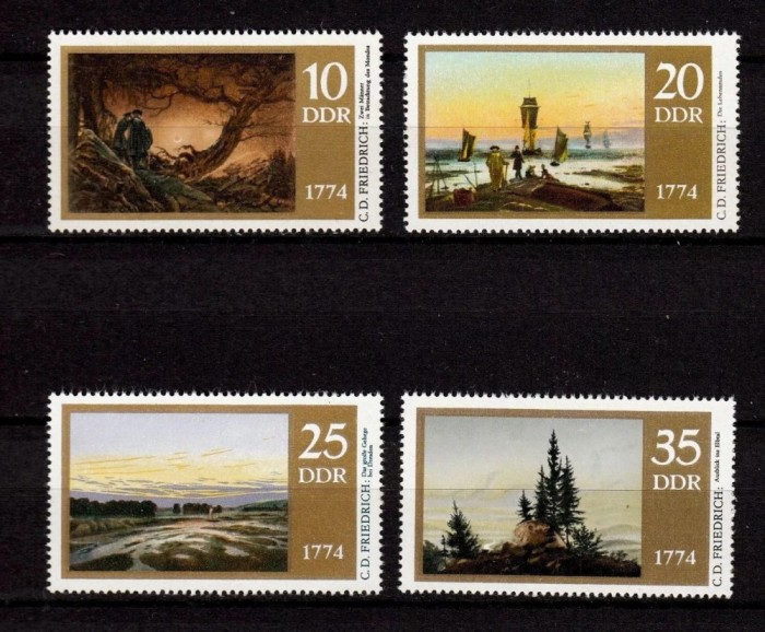 DDR 1974 - Picturi, arta, Caspar David Friedrich, serie neuzata