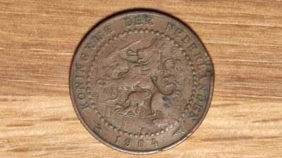 Olanda - moneda de colectie bronz - 1 cent 1904 - Wilhelmina foto