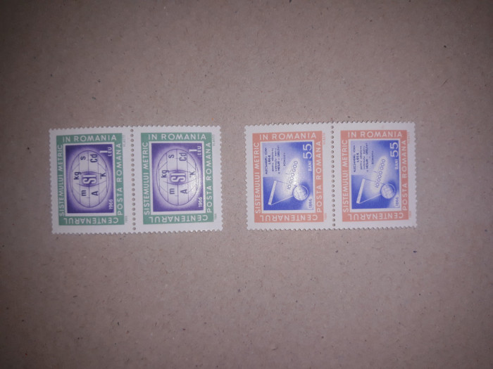 TIMBRE ROMANIA MNH-1966/LP635-CENTENARUL SISTEMULUI METRIC DIN ROMANIA