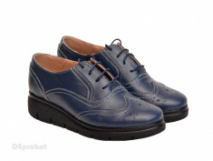 Pantofi dama bleumarin din piele naturala Oxford Black cod P161BLM foto