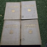 Enciclopedia Romaniei, sub redactia lui Dimitrie GUSTI (VOL I - IV) - cu toate portretele. Cu dedicatia lui Dimitrie Gusti pentru Emanoil Bucuta