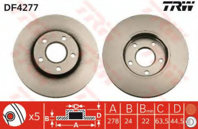 Disc frana FORD TOURNEO CONNECT (2002 - 2016) TRW DF4277 foto