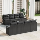 Set canapele gradina Gossi cu perne negru poli ratan, canapea gradina Gossi cu 2 locuri si stocare &amp; perne negru poli ratan