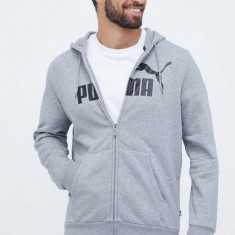 Puma bluza barbati, culoarea gri, cu glugă, cu imprimeu