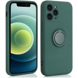 Husa protectie Flippy compatibila cu Huawei P30 Lite Liquid Silicone Ring cu suport rotativ Verde