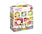 Joc educativ pentru copii si bebelusi, Banana Panda, Little Explorers Library, 4 carti tip acordeon cu ferma, partile corpului, fructe si sentimente,