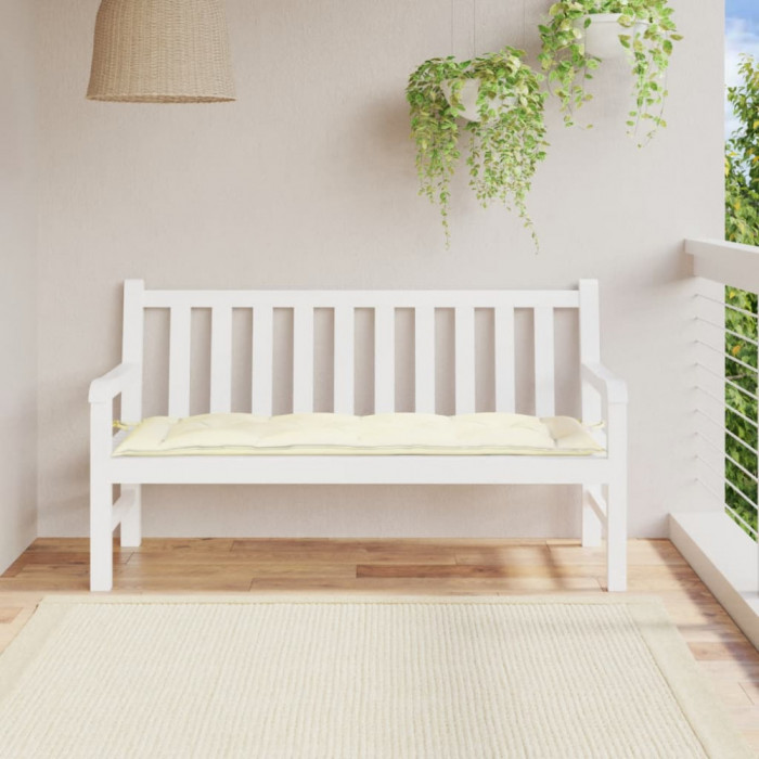 Perna banca de gradina, alb crem, 150x50x7 cm, textil oxford GartenMobel Dekor