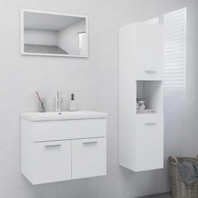 Set mobilier de baie, alb, lemn prelucrat foto