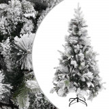 VidaXL Brad de Crăciun cu zăpadă &amp; conuri, 225 cm, PVC&amp;PE