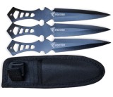Cumpara ieftin Set 3 cutite pentru aruncat Foxter, 19 cm, otel inoxidabil, husa, negru