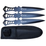 Set 3 cutite pentru aruncat Foxter, 19 cm, otel inoxidabil, husa, negru