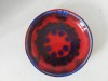 Farfurie ceramica vintage decorativa , rosu cu albastru, marcata 3503, 18cm diametru