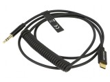 Cablu Jack 3,5mm USB C 1,5m negru cu mufă aurită