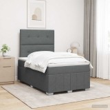 Cumpara ieftin Pat cu arcuri LED si saltea Gri inchis 120 x 190 cm Tesatura
