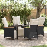 VidaXL Set de masă pentru grădină cu pernă 5 pcs Negru Rattan poli
