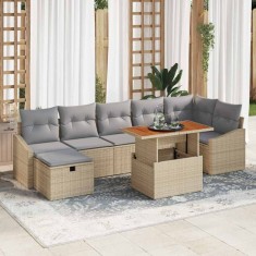 Set de canapele pentru gradina 8 pcs Bej poliratan foto
