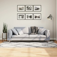 vidaXL Covor pufos &quot;PAMPLONA&quot; fire &icirc;nalte negru/crem modern 100x200 cm