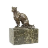 Pantera - statueta din bronz masiv pe soclu din marmura YY-109, Animale