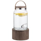 Dozator bauturi Navaris, 5.6L, cu maner piele si suport lemn, robinet inox, NAV000017YH002C