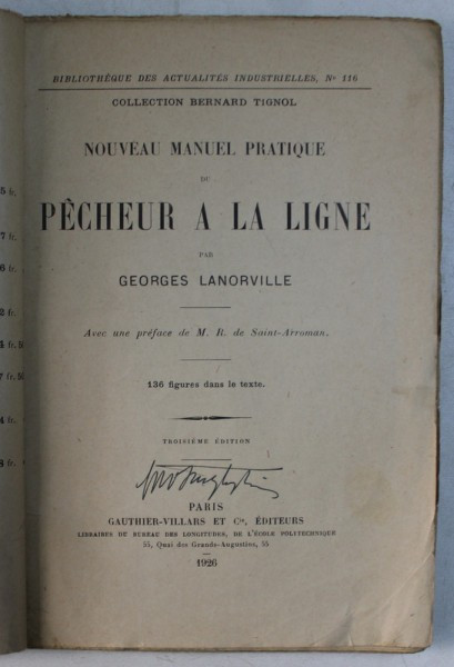 NOUVEAU MANUEL PRATIQUE DU PECHEUR A LA LIGNE par GEORGES LANORVILLE , 1926